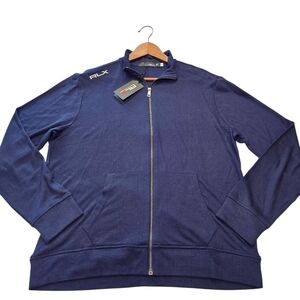 RLX Ralph Lauren Golf Mockneck Jacket Full Zip Stretch Navy Mens Size L NWT $228